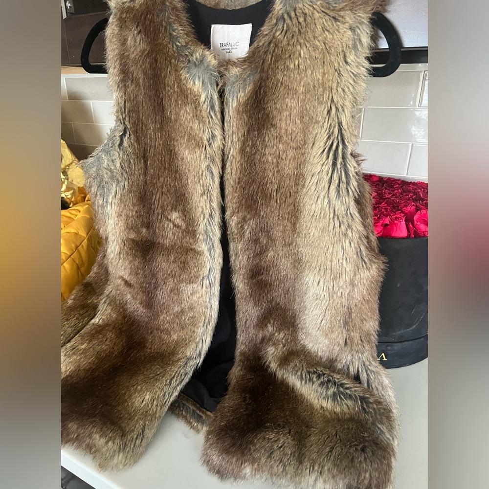 Zara Fur Vest in Small